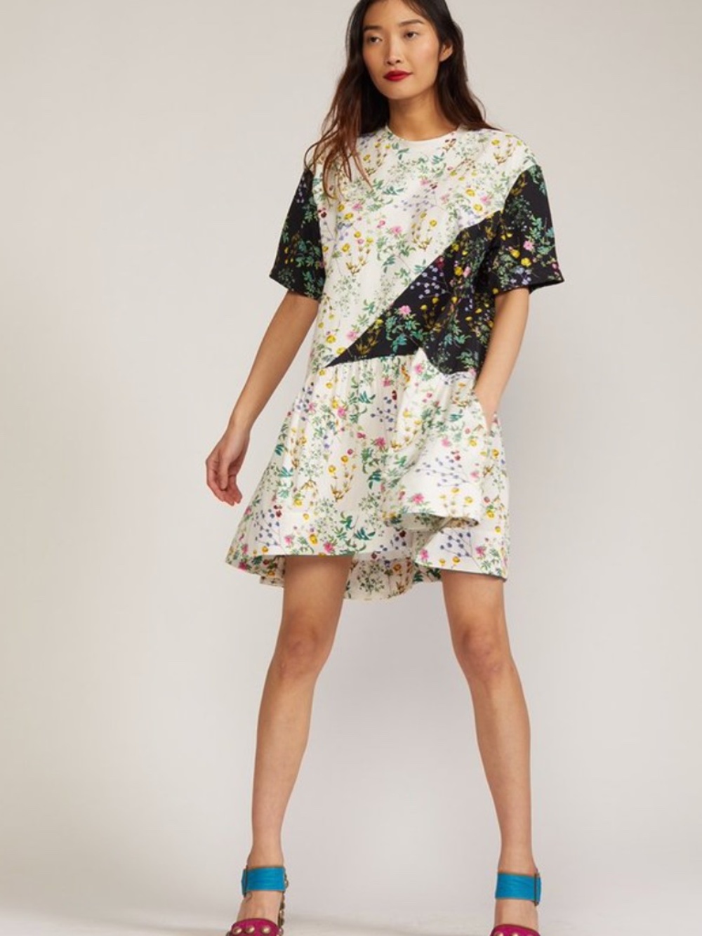 Cynthia Rowley Demi Patchwork Combo Dress, Size Large